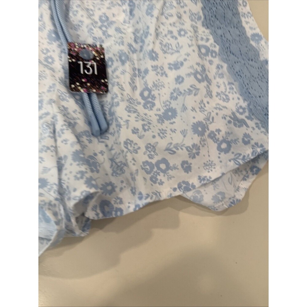Women's JoyLab Crochet Trim Mid rise Run Shorts Blue Floral Print Small New - Picture 8 of 8